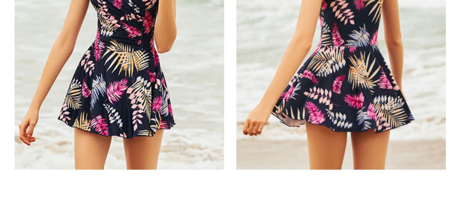 HEATWAVE Hot Spring Plus Size Swimsuit for Women, Sun Protection, 2024 New Style One-Piece Dress Swimwear, Slimming, Tummy Control, Sexy Swimsuit for Mothers 5
