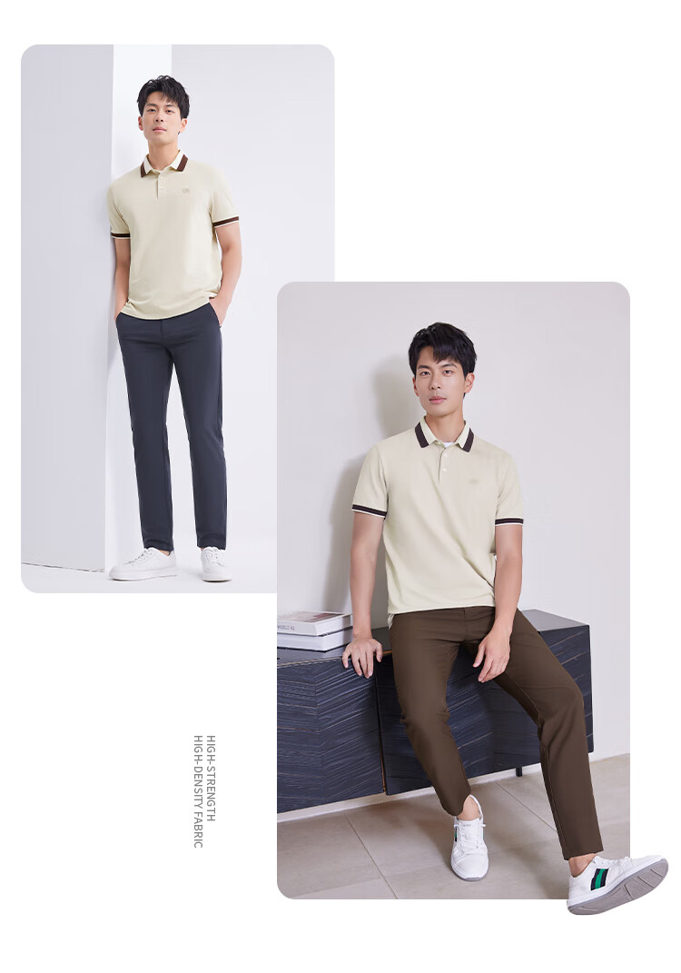 Laxton Summer New Color-Block Collar Business Casual Short Sleeve Polo Shirt Men Deep Black L 10
