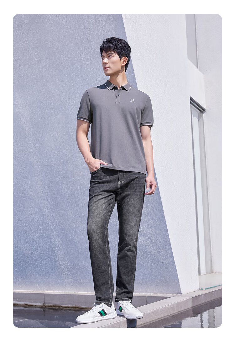 Laxton Summer New Business Casual Men's Short Sleeve Polo Shirt Gray Green 3XL 13