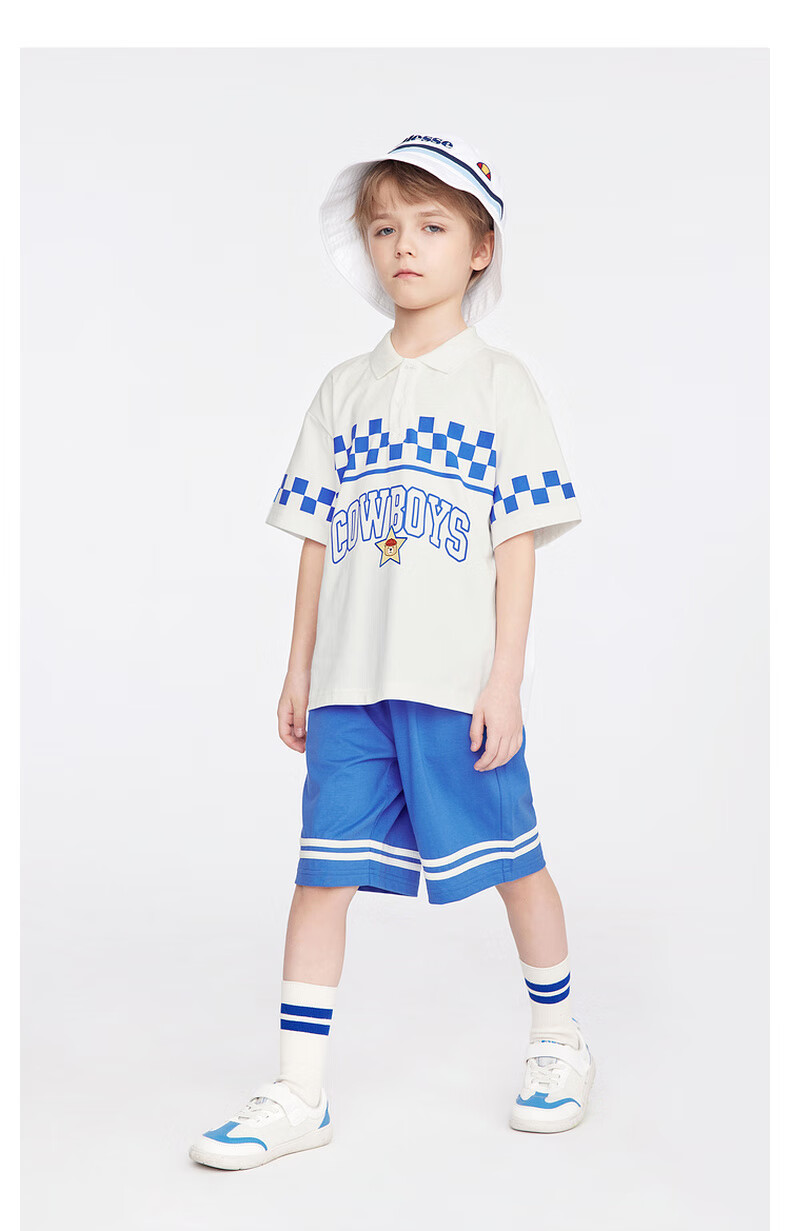 MQD Boys' Summer New Arrival, Preppy Style Sports Casual Short-Sleeve Top And Shorts Two-Piece Set 7