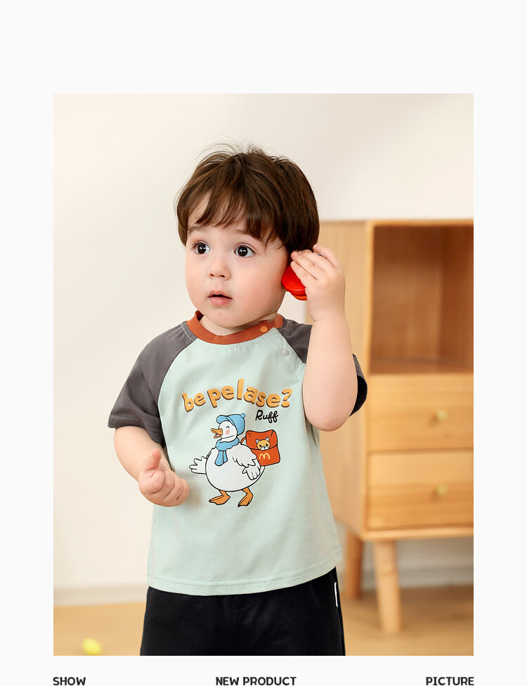 LUSON Baby Boy Short Sleeve T-Shirt, Cute Round Neck Contrasting Color Raglan Sleeve, New Style for 2025, Infant Top 21