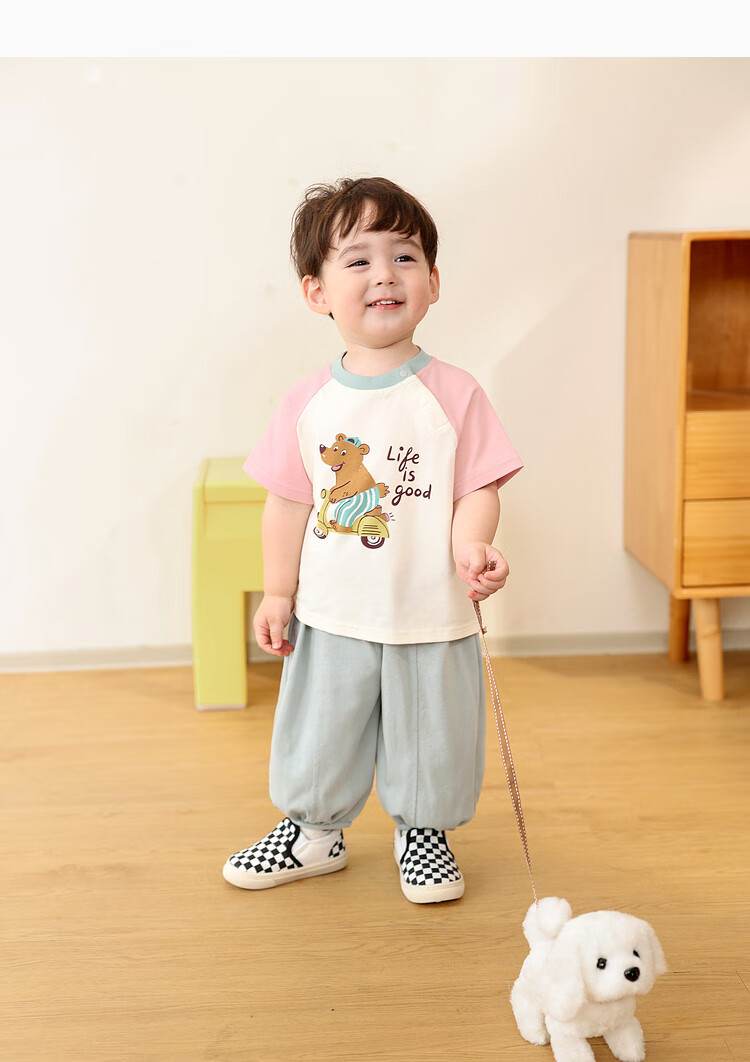 LUSON Baby Boy Short Sleeve T-Shirt, Cute Round Neck Contrasting Color Raglan Sleeve, New Style for 2025, Infant Top 19