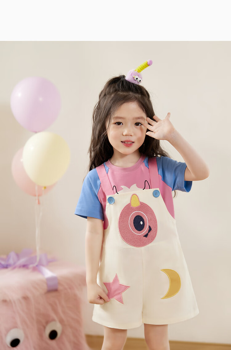 LUSON Children's Clothing, Baby T-Shirt Set for Girls, Stylish Summer New Design, Little Monster Girl's Shorts Set 10
