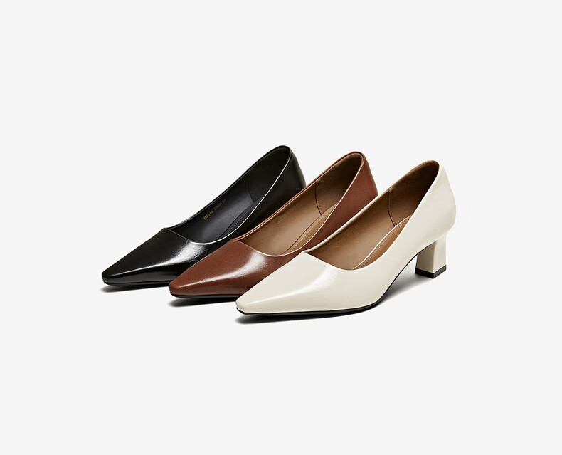 BASTO Brown Pointed Toe Low-Cut Chunky Heel Commuter Women's Shoes B2616CQ5 Size 36 3