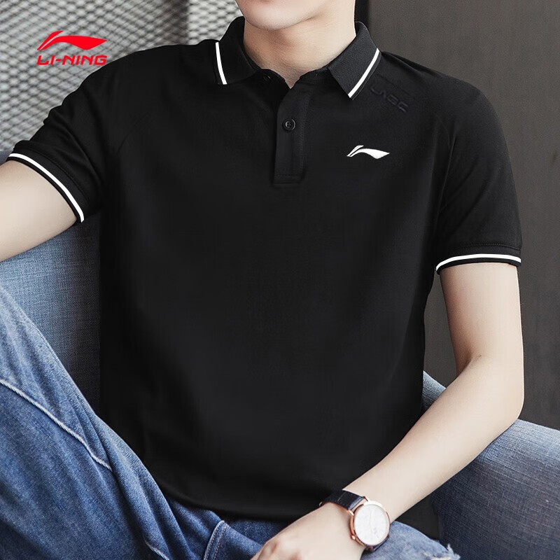 Li-Ning Men's Short Sleeve Polo Shirt Summer Ice Silk Quick-Dry Sports T-Shirt Running Fitness Top 8