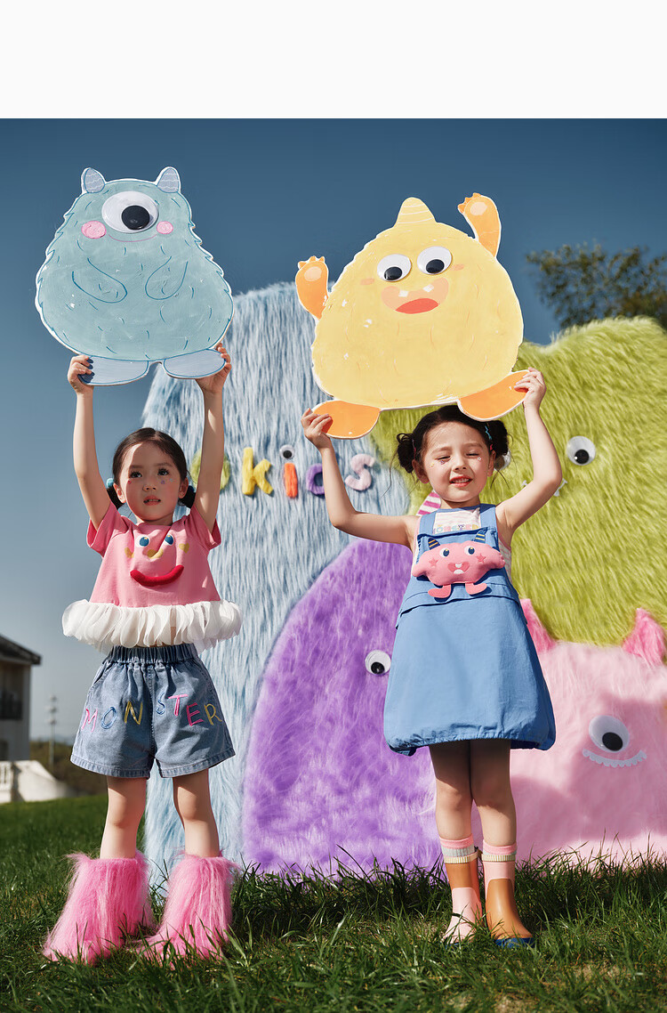 LUSON Children's Clothing, Baby T-Shirt Set for Girls, Stylish Summer New Design, Little Monster Girl's Shorts Set 19