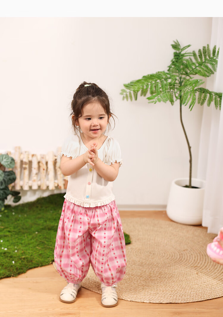 LUSON Baby Girl Pants, 2025 Summer New Stylish All-Over Print Joggers, Infant Mosquito-Proof Trousers 13