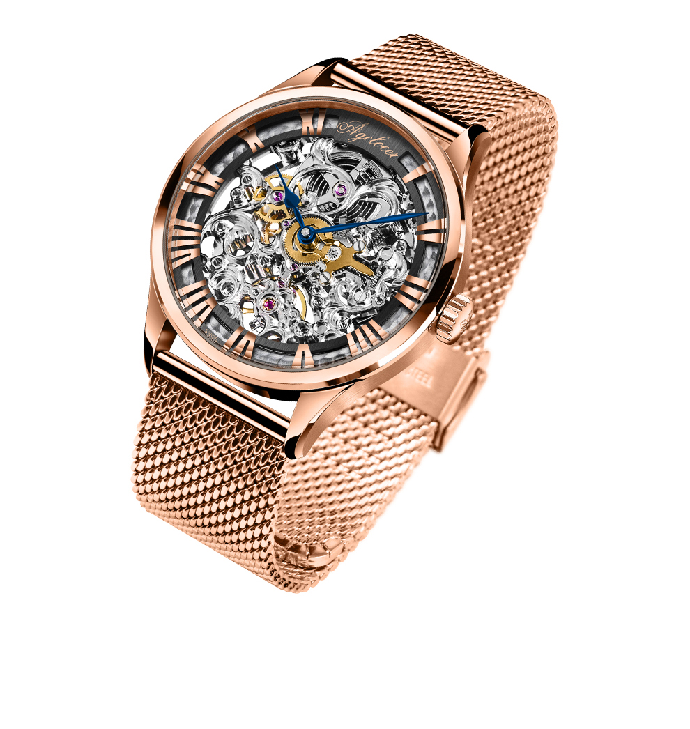 艾戈勒(agelocer)博世系列瑞士手表镂空雕花全自动机械手表超长动能潮