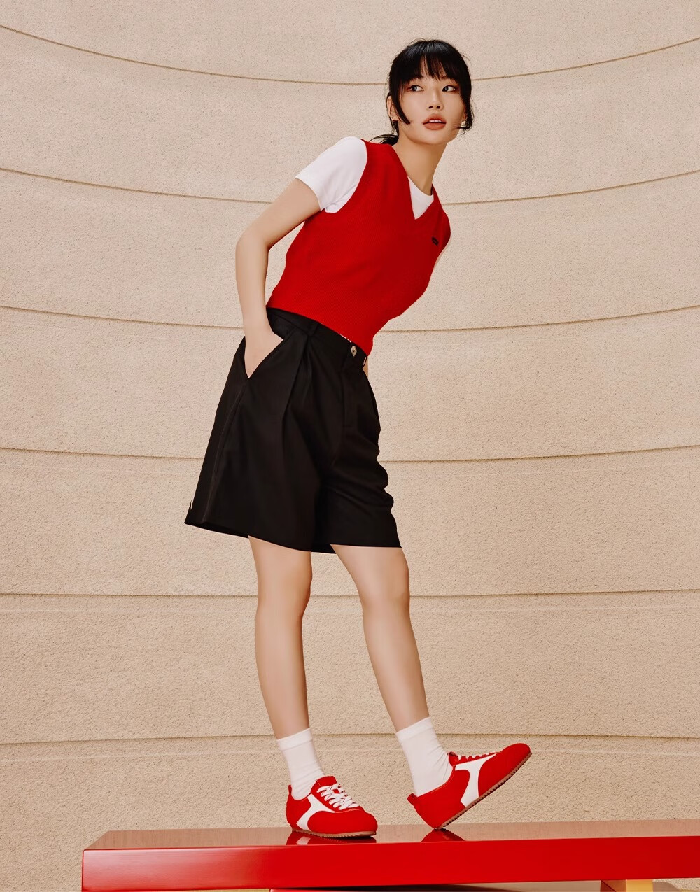 TOOMANYSHOES Celebrity Style Slip-On White Sneakers Sports Training Shoes Women Retro Casual Shoes Neon Street Red Size 38 8