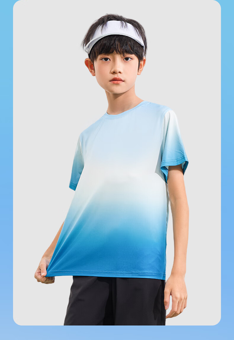 Jeanswest Boys' Summer Set 2026, Children's Short-Sleeve T-Shirt, Gradient Girls' Sports Top, Thin Style, Handsome Summer Outfit for Boys 3