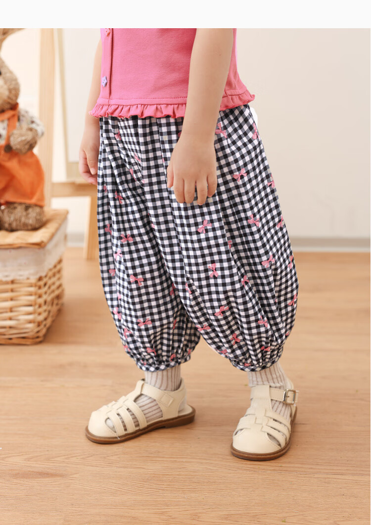 LUSON Baby Girl Pants, 2025 Summer New Stylish All-Over Print Joggers, Infant Mosquito-Proof Trousers 25