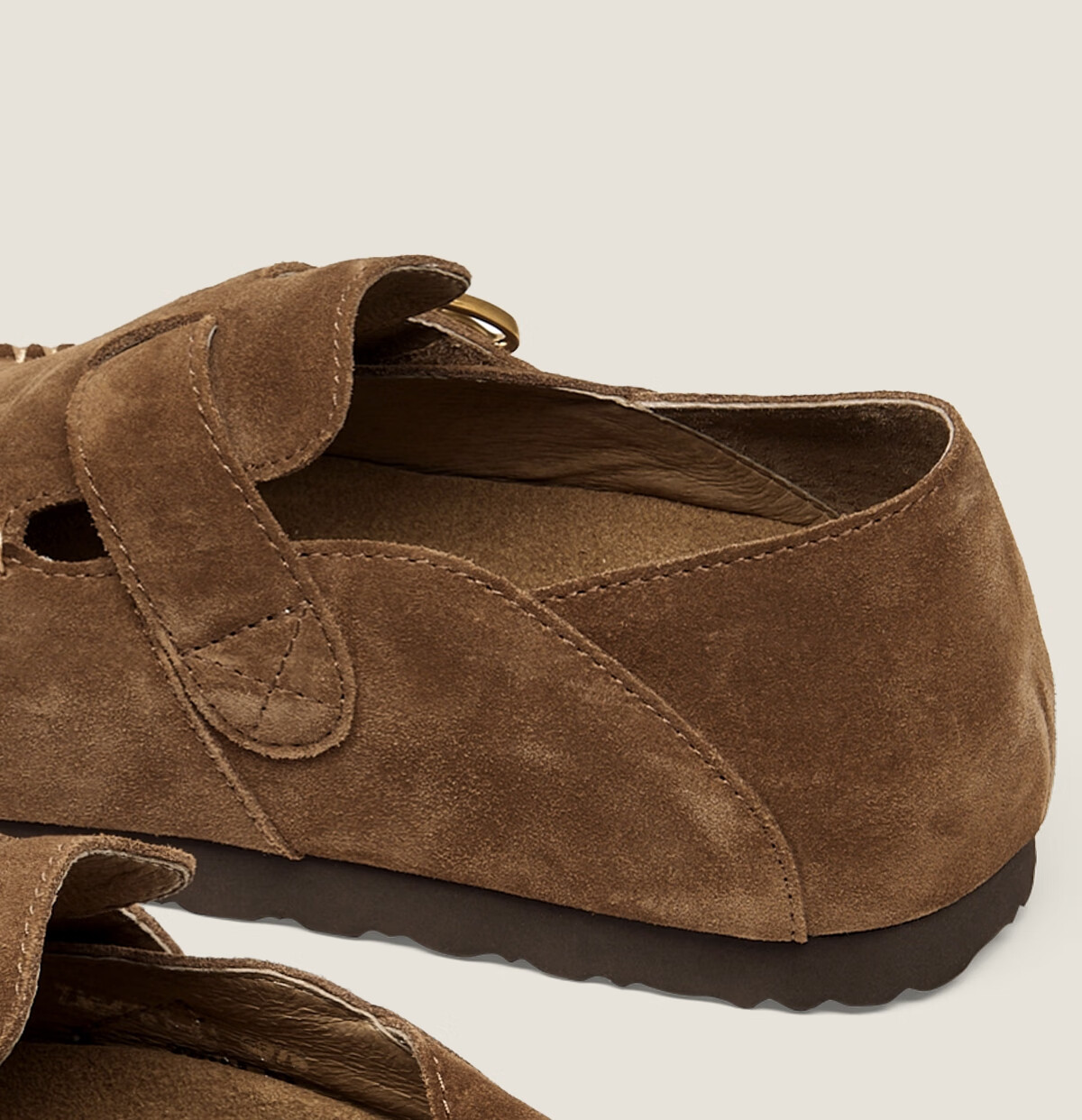 Sasa Su [Celebrity Style] Spring Summer New Coffee Bagel Two-Wear Half-Slip Birkenstock Elevated Loafers for Women 3