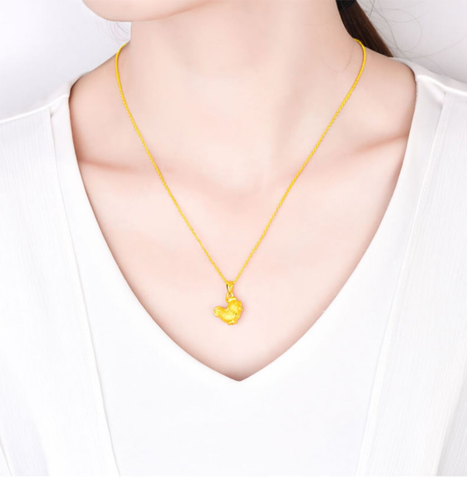金娇阁 金鸡吊坠女黄金鸡999足金3d硬金十二生肖鸡坠子宝宝项链金项链