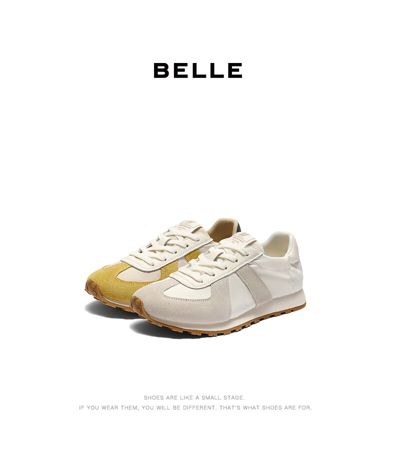 Belle Lightweight Oxygen Agan Training Shoes for Women Student Autumn New Lightweight Height Increasing Casual Shoes B2660CM5 Cream White 36 15