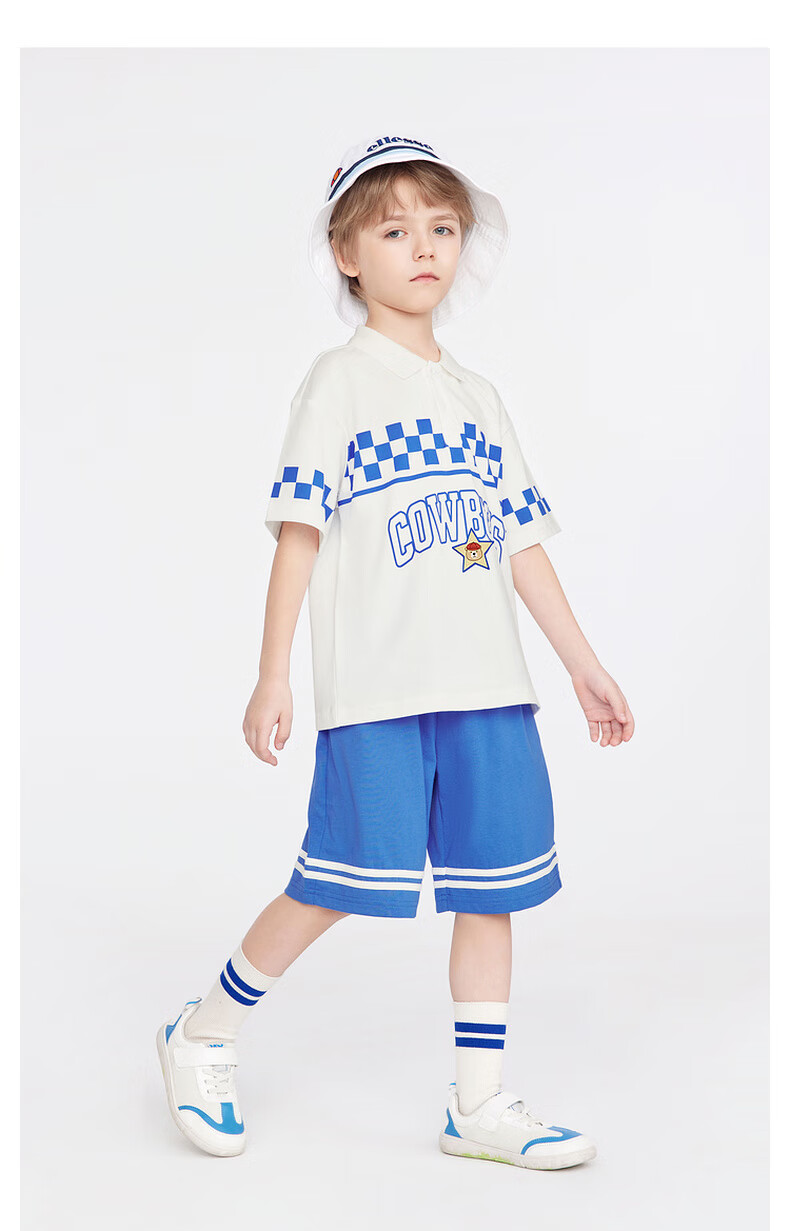 MQD Boys' Summer New Arrival, Preppy Style Sports Casual Short-Sleeve Top And Shorts Two-Piece Set 6