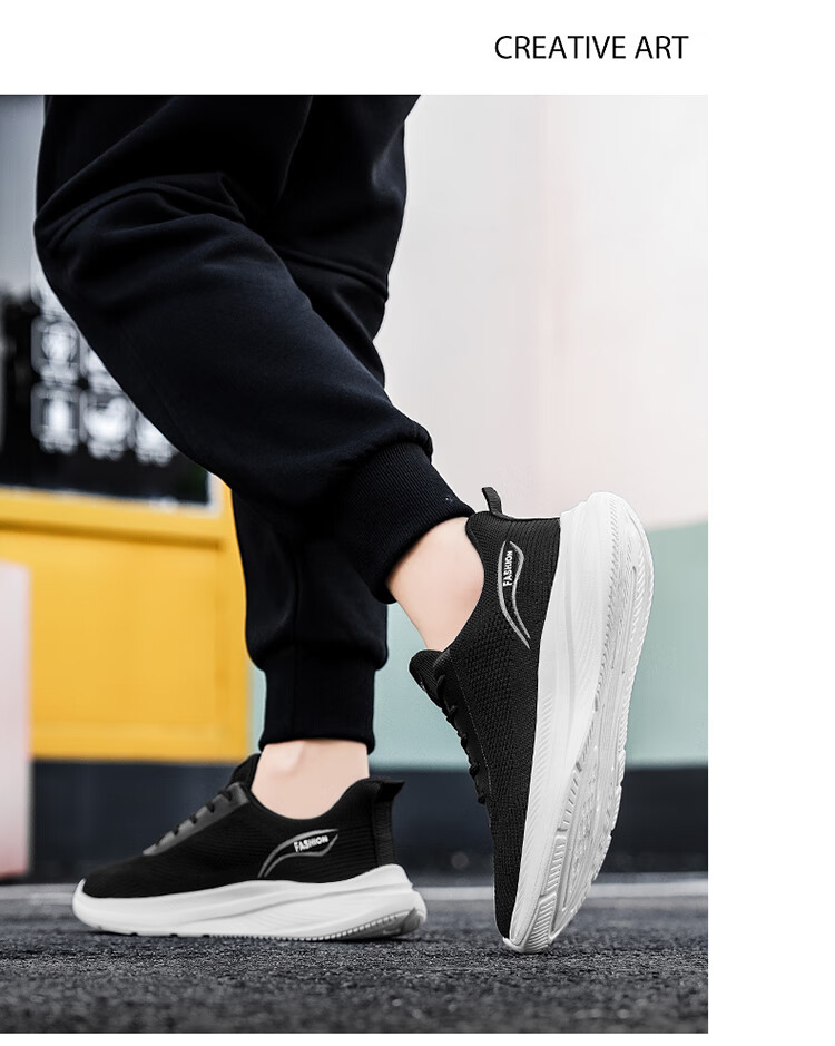 EGCHI Men's Sports Shoes, Casual Soft-Soled Mesh Walking Shoes, Flyknit Men's Shoes, YPL6603, Black, Size 40 7