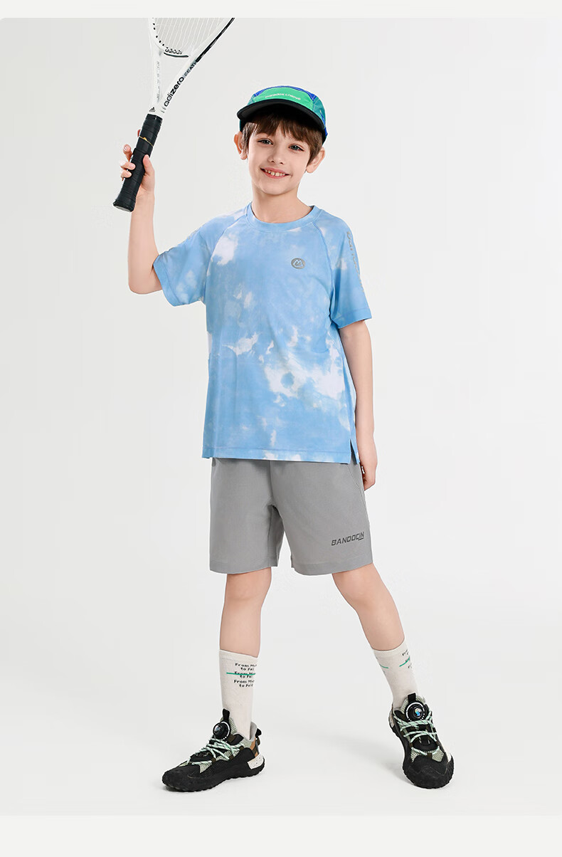BANDOCIN Boys' Quick-Dry Short Sleeve T-Shirt, Summer Lightweight Breathable for Older Children, 2026 New Style, Sky Blue, Size 170 10
