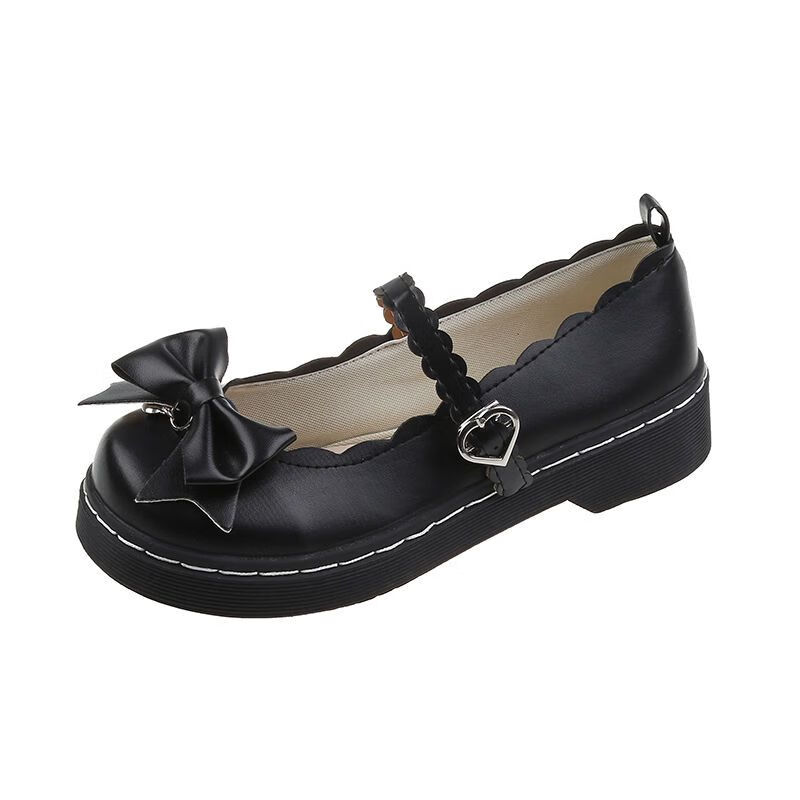 梅露露lolita鞋子甜心圆头学生单鞋洛丽塔女仆制服jk小皮鞋女 黑色