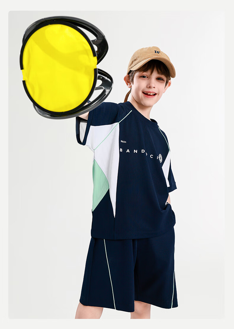 BANDOCIN Boys' Summer Sportswear Sun Protection Short-Sleeve Set for Older Children, Stylish 2026 New Style, Light Purple, Size 160 10
