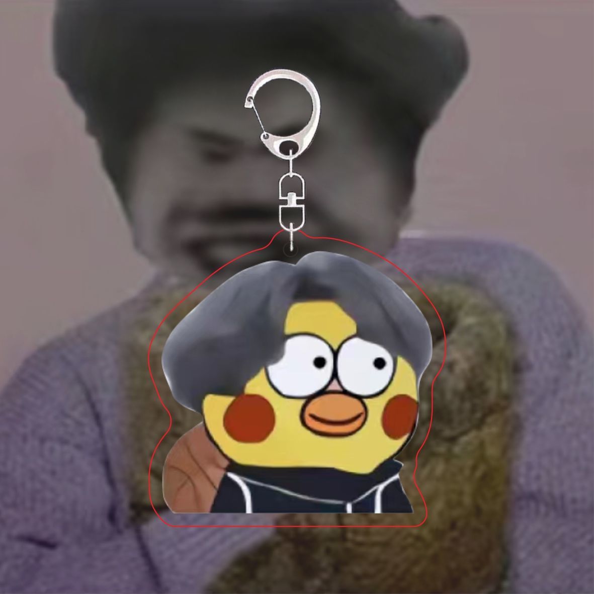 万代黑粉表情包恶搞cxk鸡你太美你打篮球明星双面透明书包挂件 5cm