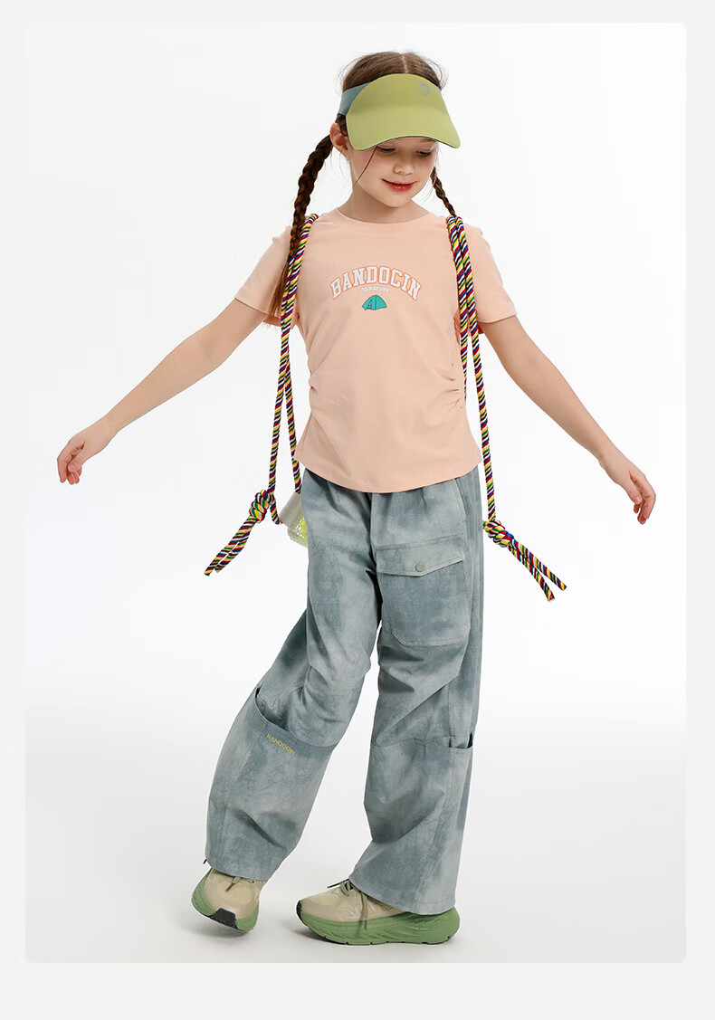 BANDOCIN Cloud-Feel Cotton Girls' Summer Short-Sleeve T-Shirt for Older Children, New Style 2025 Kids' Trendy Summer Top, Sky Blue, Size 150 13