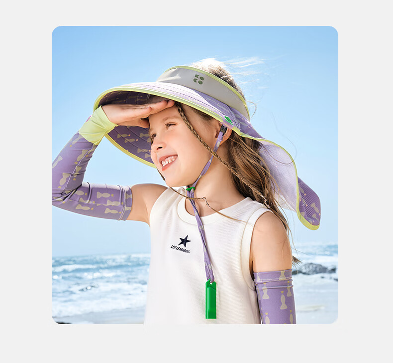 Kocotreekk Kids UV Protection Wide Brim Open Top Hat Breathable Neck Guard Cap Blue Green M 27