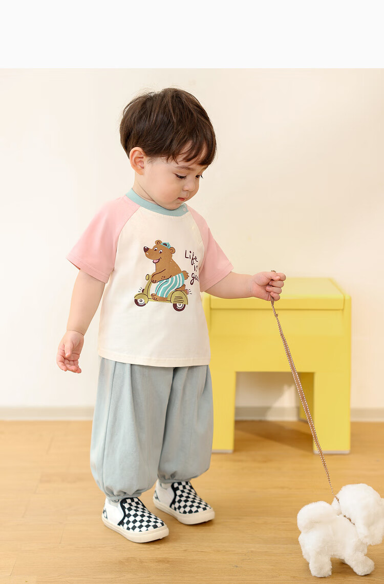 LUSON Baby Boy Short Sleeve T-Shirt, Cute Round Neck Contrasting Color Raglan Sleeve, New Style for 2025, Infant Top 18