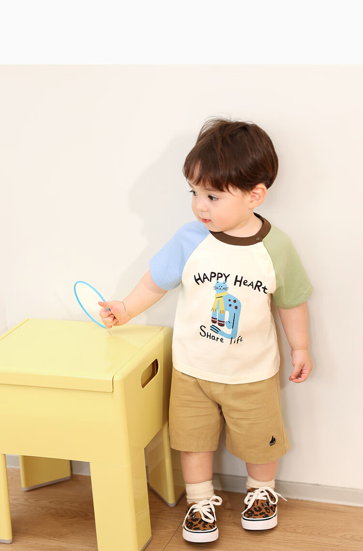 LUSON Baby Boy Short Sleeve T-Shirt, Cute Round Neck Contrasting Color Raglan Sleeve, New Style for 2025, Infant Top 20