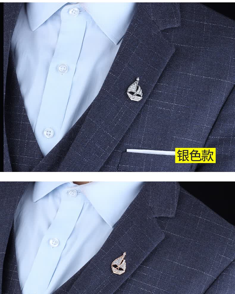 缔晶 男士胸针简约一帆风顺胸花西装商务休闲男女士大衣外套西服领口