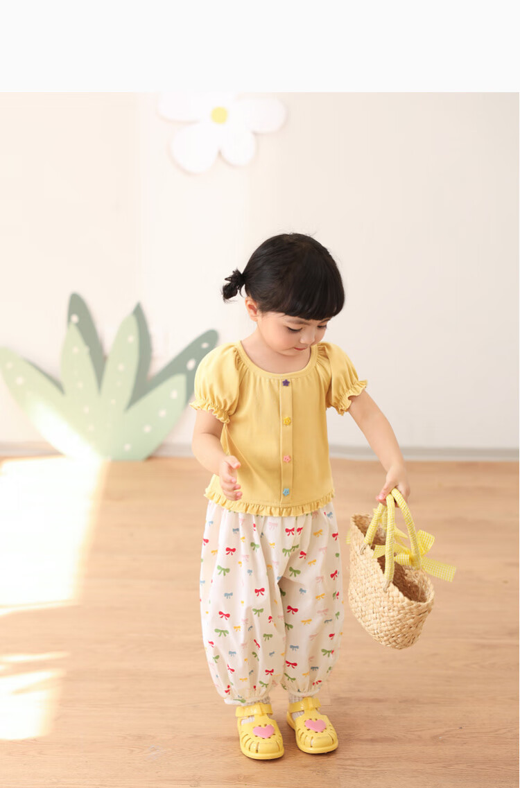 LUSON Baby Girl Pants, 2025 Summer New Stylish All-Over Print Joggers, Infant Mosquito-Proof Trousers 20