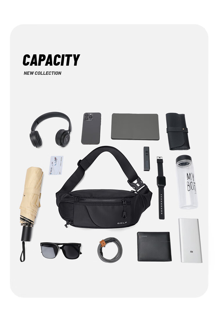 GOLF Casual Chest Bag, Men's Crossbody Bag, Cycling Phone Bag, Water-Resistant Shoulder Bag, Outdoor Small Messenger Bag, Sports Waist Pack 7