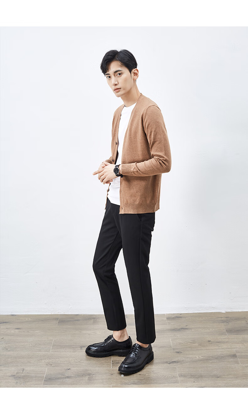 abx2019春季新款百搭针织开衫男薄款韩版潮流毛衣外穿针织衫外套 咖啡