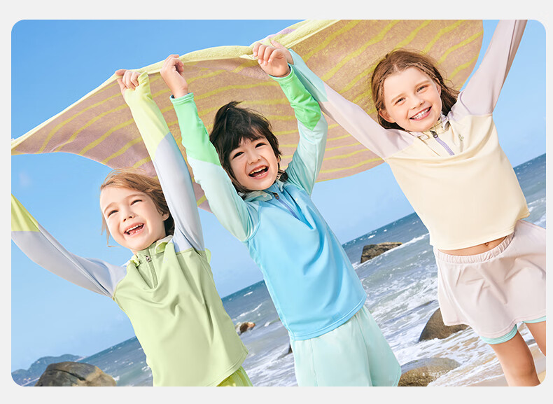 Kocotree Children's Swimwear, Original Yarn Sun Protection Antibacterial Long-Sleeve Two-Piece Swimsuit for Boys And Girls, Sunshine Yellow, Size 130 27
