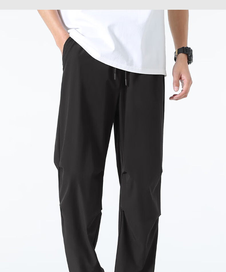 MINISO Men's Sports Casual Pants, Summer Cool-Feeling Quick-Dry High Street Premium Tactical Cargo Pants Trendy, Light Beige, M 8