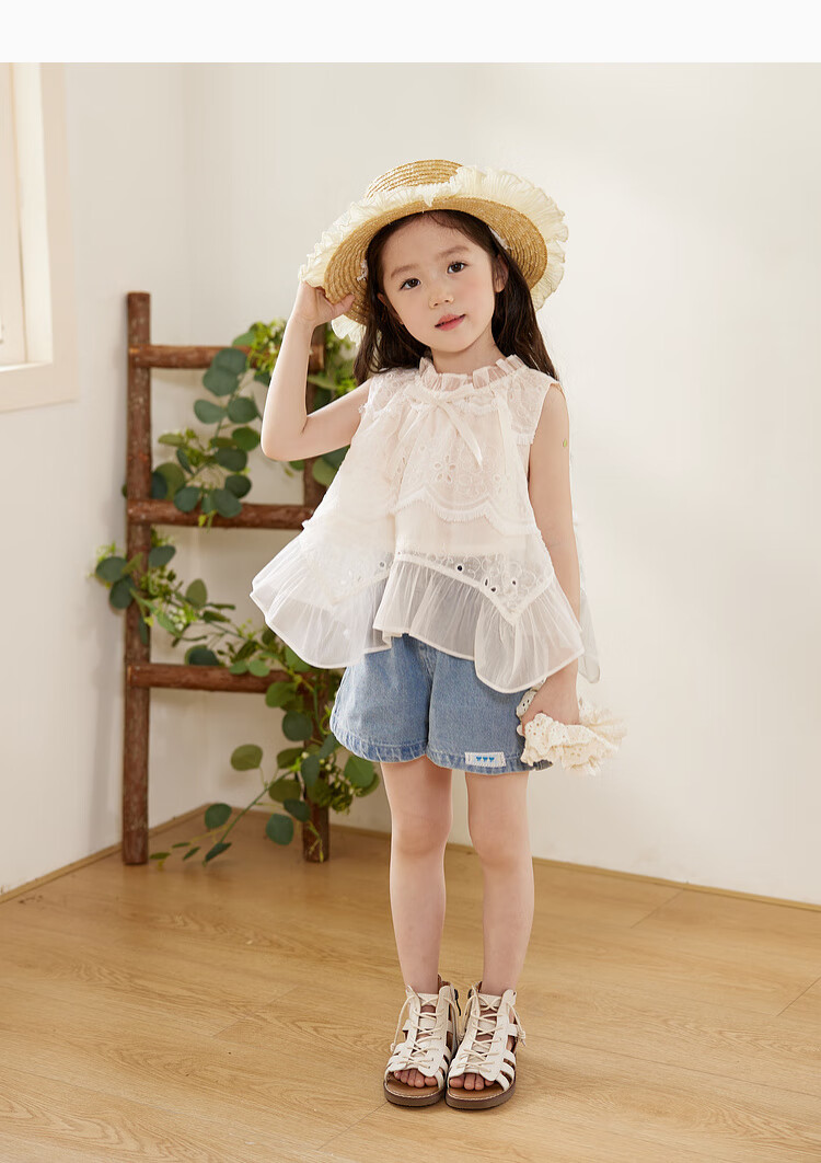 LUSON Children's Clothing, Baby Lace Hollow-Out Dress, Girls' Sleeveless Tank Top And Blouse Set, Summer 2025 19