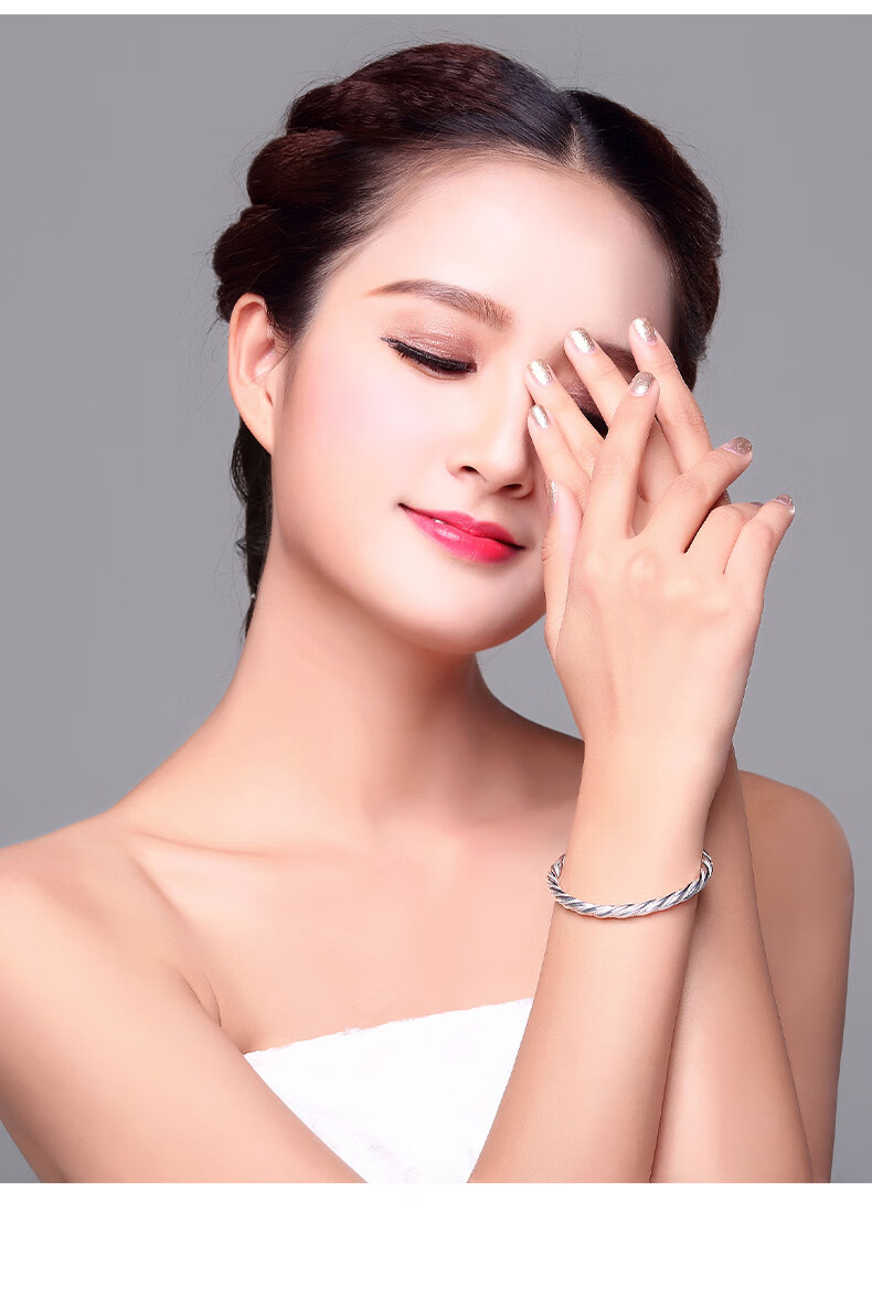 老凤凰老凤凰同款麻花999银手镯女实心足银镯子ins小众设计感银饰年轻