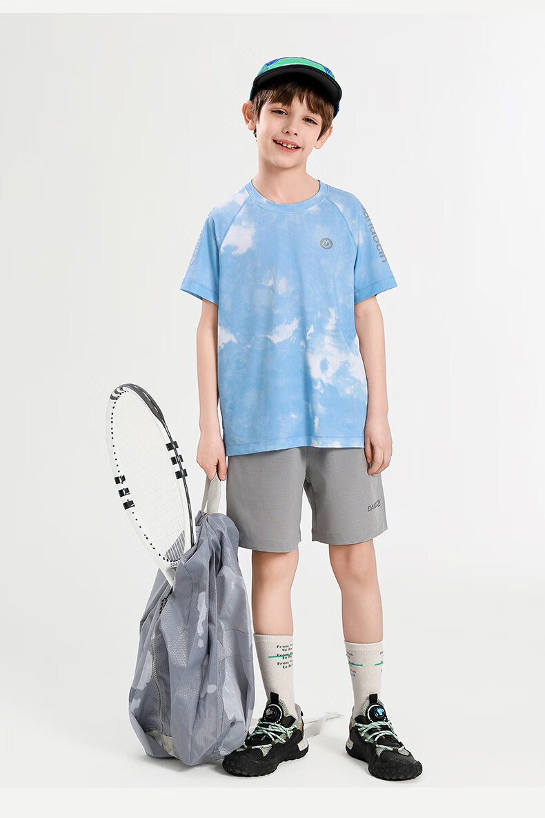 BANDOCIN Boys' Quick-Dry Short Sleeve T-Shirt, Summer Lightweight Breathable for Older Children, 2026 New Style, Sky Blue, Size 170 8