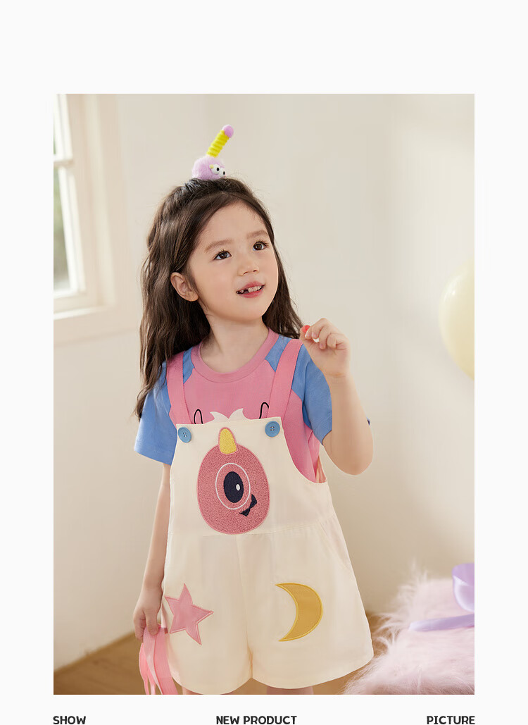 LUSON Children's Clothing, Baby T-Shirt Set for Girls, Stylish Summer New Design, Little Monster Girl's Shorts Set 11