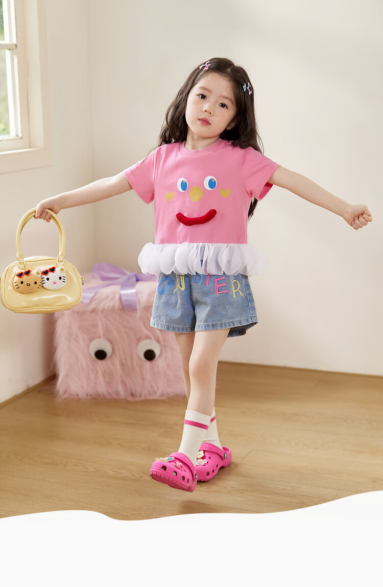 LUSON Children's Clothing, Baby T-Shirt Set for Girls, Stylish Summer New Design, Little Monster Girl's Shorts Set 4