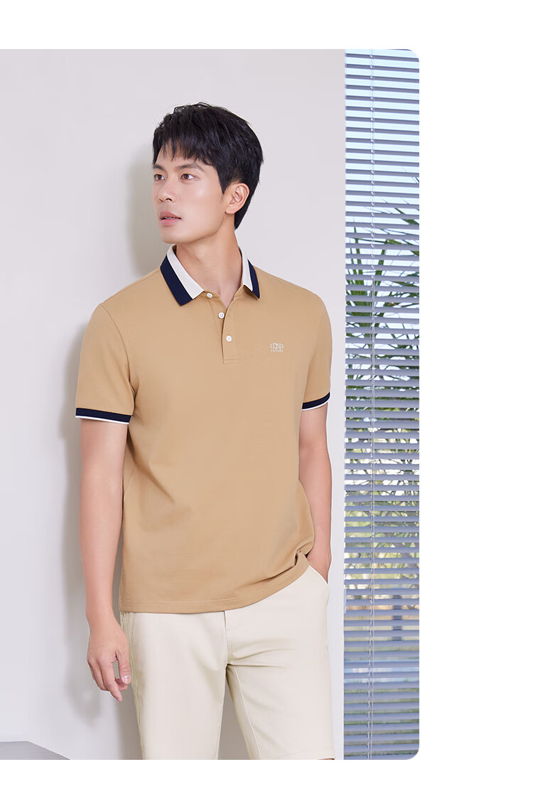 Laxton Summer New Color-Block Collar Business Casual Short Sleeve Polo Shirt Men Deep Black L 13