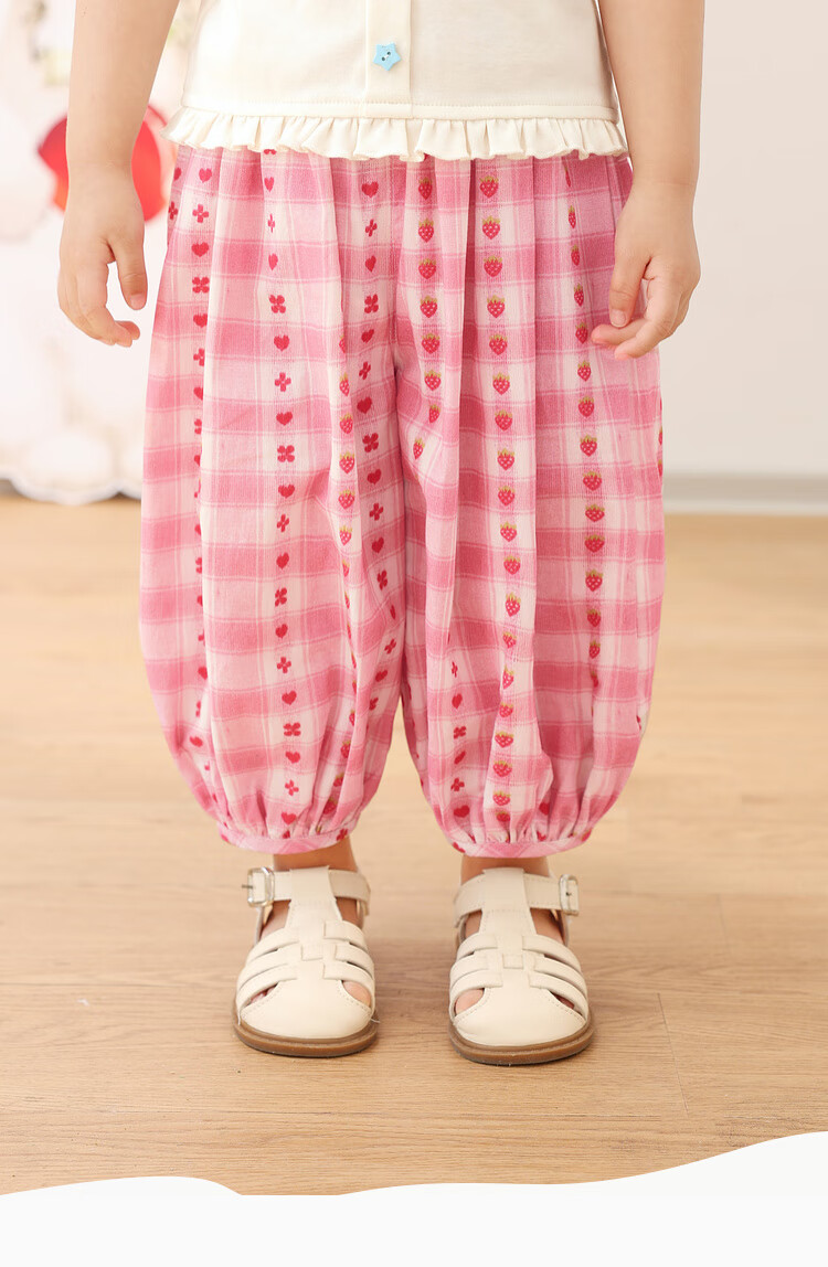LUSON Baby Girl Pants, 2025 Summer New Stylish All-Over Print Joggers, Infant Mosquito-Proof Trousers 1
