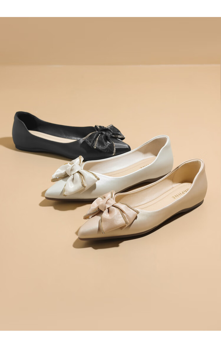 DAPHNE Women's Little Chanel Style Bowknot Fairy Fashion Flat Shoes Spring Summer New Off-White Size 35 7