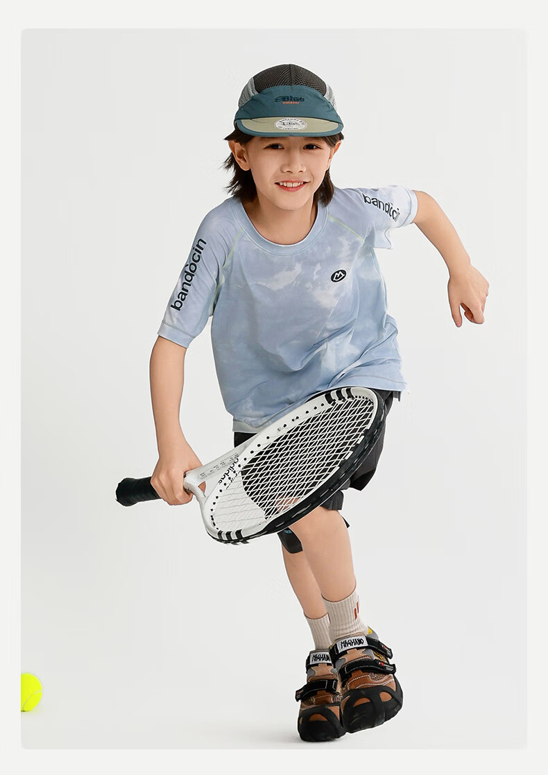 BANDOCIN Boys' Quick-Dry Short Sleeve T-Shirt, Summer Lightweight Breathable for Older Children, 2026 New Style, Sky Blue, Size 170 12