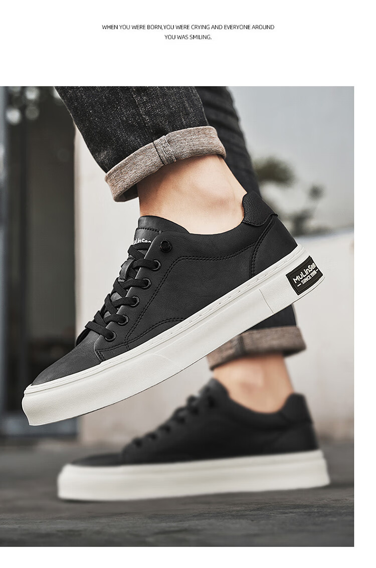 Mulinsen Men's Spring Summer Breathable Casual Business Office Sneakers Student Commuting Sports White Shoes 5