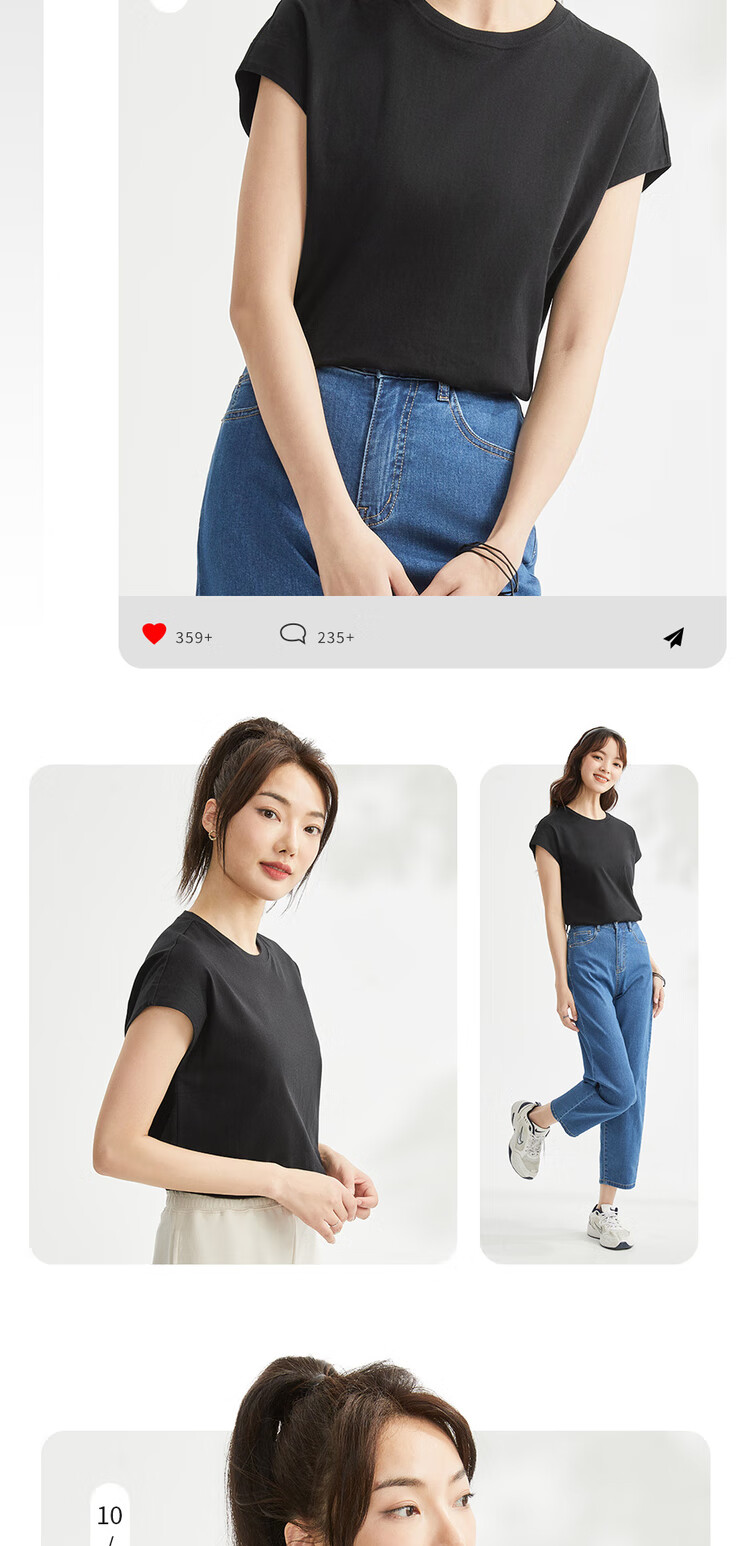 Giordano Women's T-Shirt, Summer New Style, Pure Cotton, Attractive And Elegant, Round Neck White T-Shirt for Women, Short Sleeve, 13323309 14