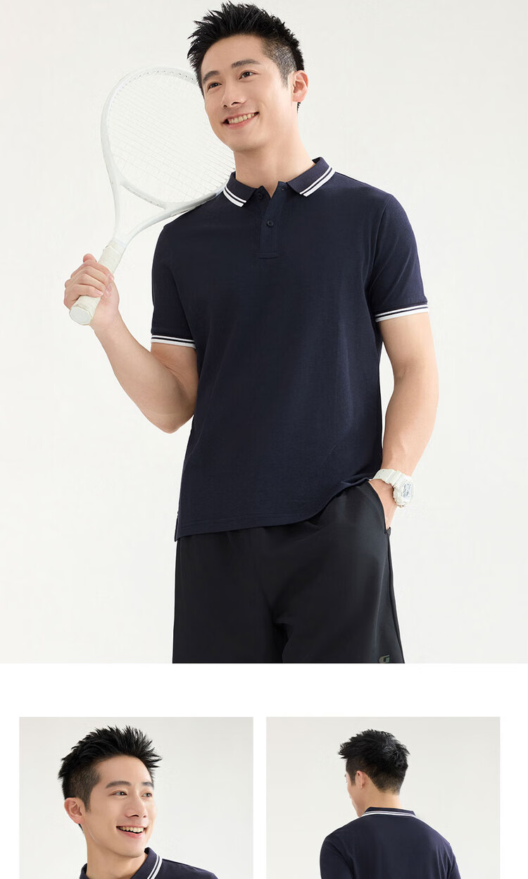 Giordano Men's Short-Sleeve Polo Shirt, Summer Black Technology Quick-Dry Contrasting Pique Fabric, Lightweight Collared Top 01014387 11