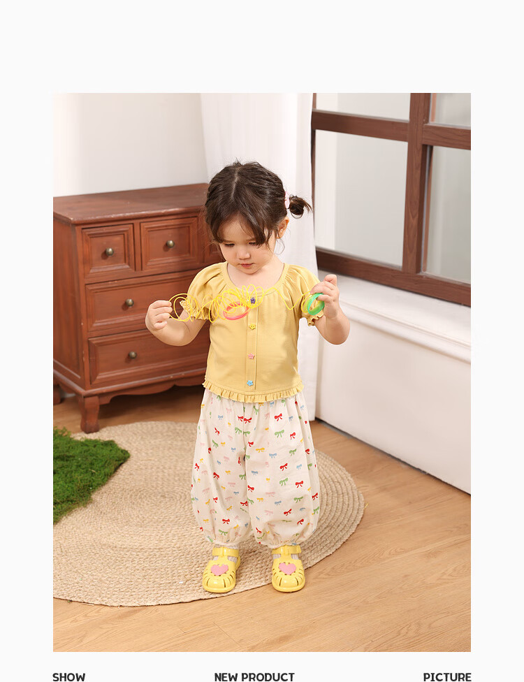 LUSON Baby Girl Pants, 2025 Summer New Stylish All-Over Print Joggers, Infant Mosquito-Proof Trousers 23