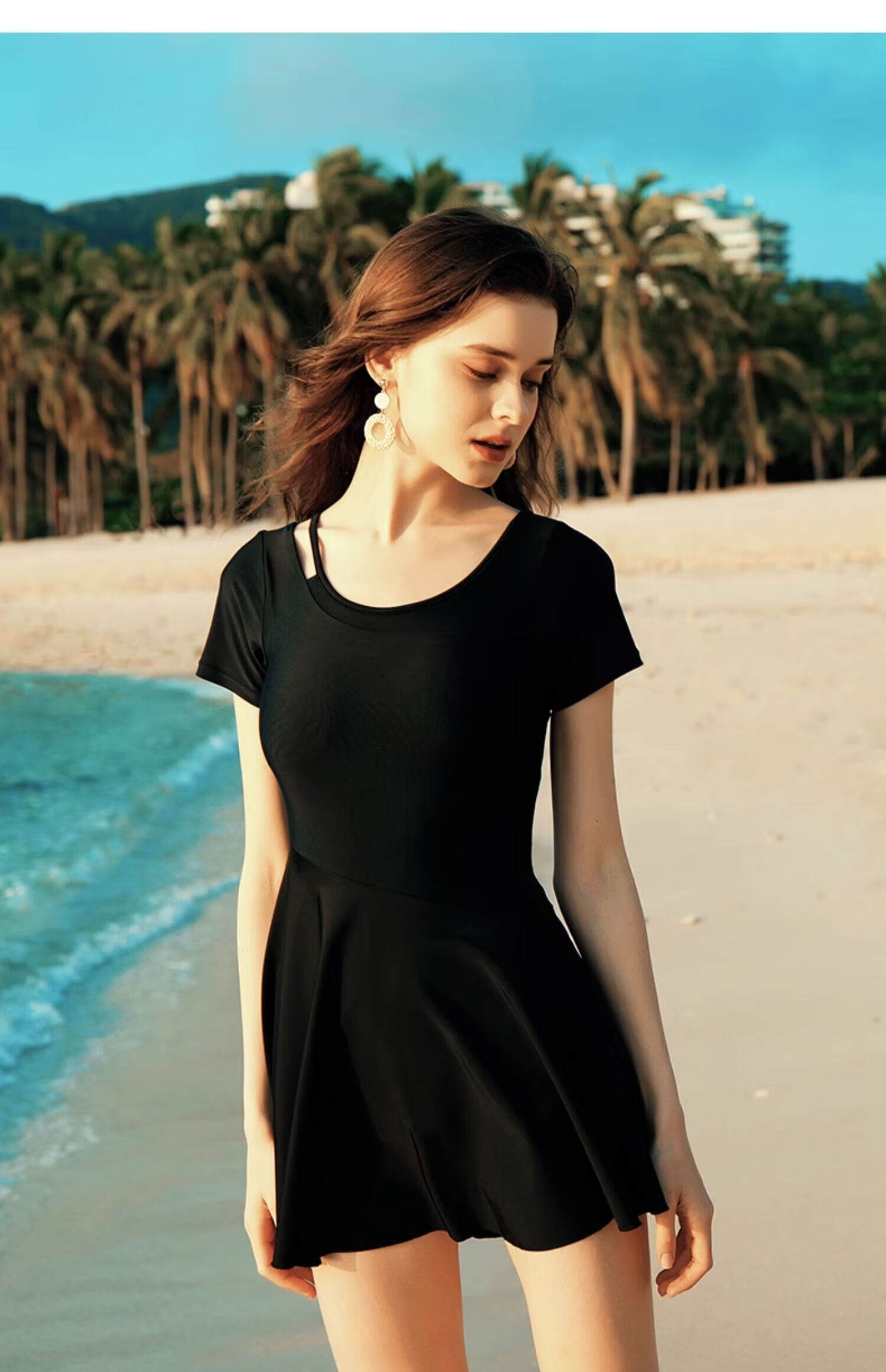 HEATWAVE Women's Swimsuit, Summer 2025 New Style, Sexy Black Hollow Shoulder Strap Design, Black Hollow Shoulder Strap Style, 4XL 12