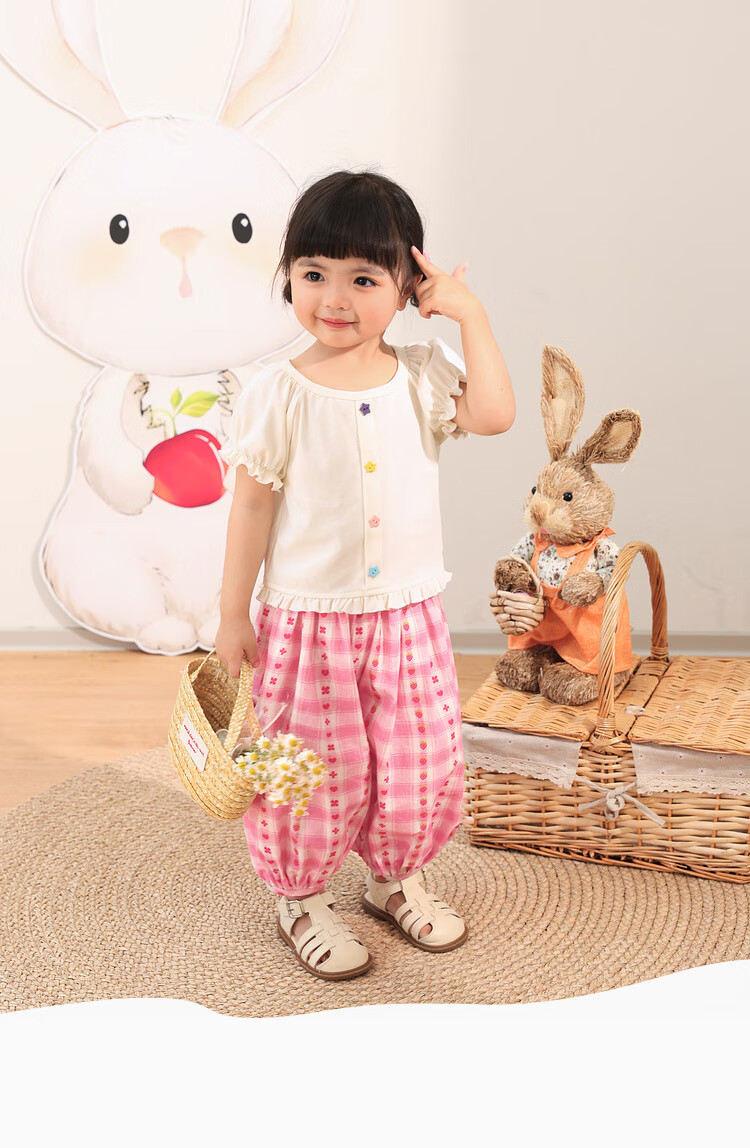 LUSON Baby Girl Pants, 2025 Summer New Stylish All-Over Print Joggers, Infant Mosquito-Proof Trousers 10