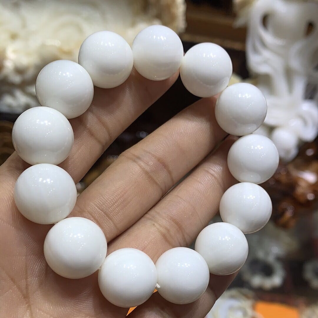 石车石渠手串天然白贝壳手串男项链手持佛珠单圈情侣手链女吊坠七夕